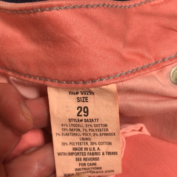 Level 99 NWOT Size 29 Coral Skinny Jeans - Picture 4 of 7